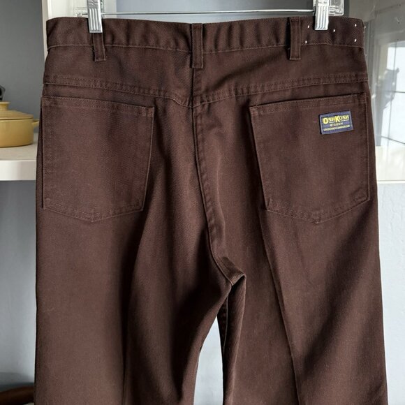 Vtg 70’s Oshkosh B Gosh Work Pants Jeans Bootcut Flare USA Union Made Brown - Picture 4 of 8